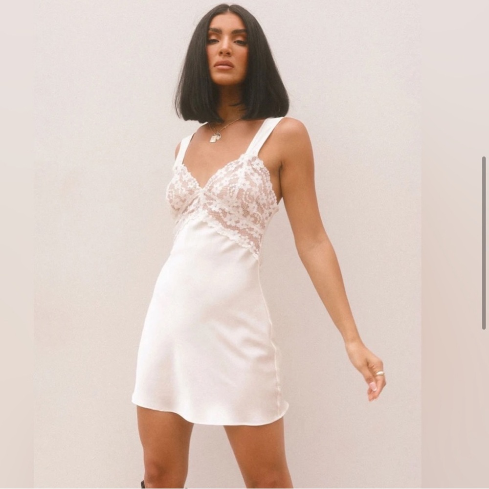 Lioness White Lace Slip Dress